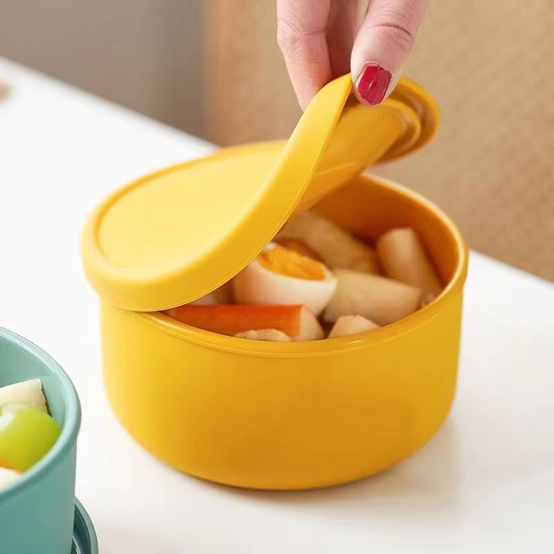 Circular Silicone Lunch Box 700ml MicrowaveSafe FreshKeeping Snack Salad Bento Box 4