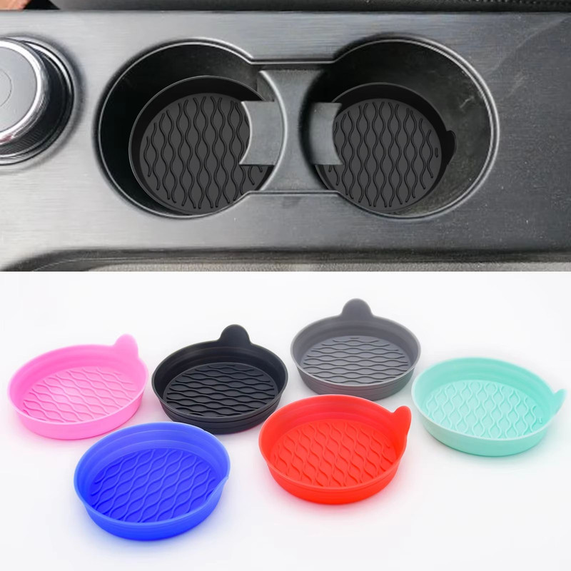 Silicone Car Coasters 2Pack NonSlip Bling Cup Holder Inserts For Car Interior Accessories 0