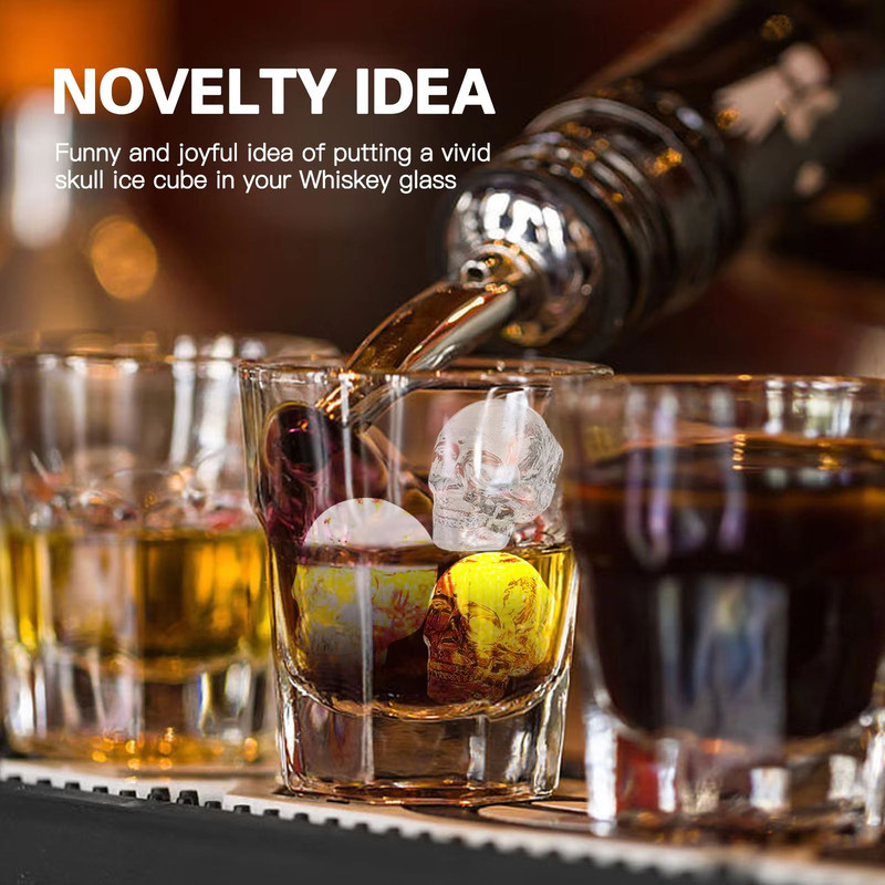 Skull Whiskey Silicone Ice Mold 10Cavity FoodGrade Ice Block Tray With Filling Funnel 4