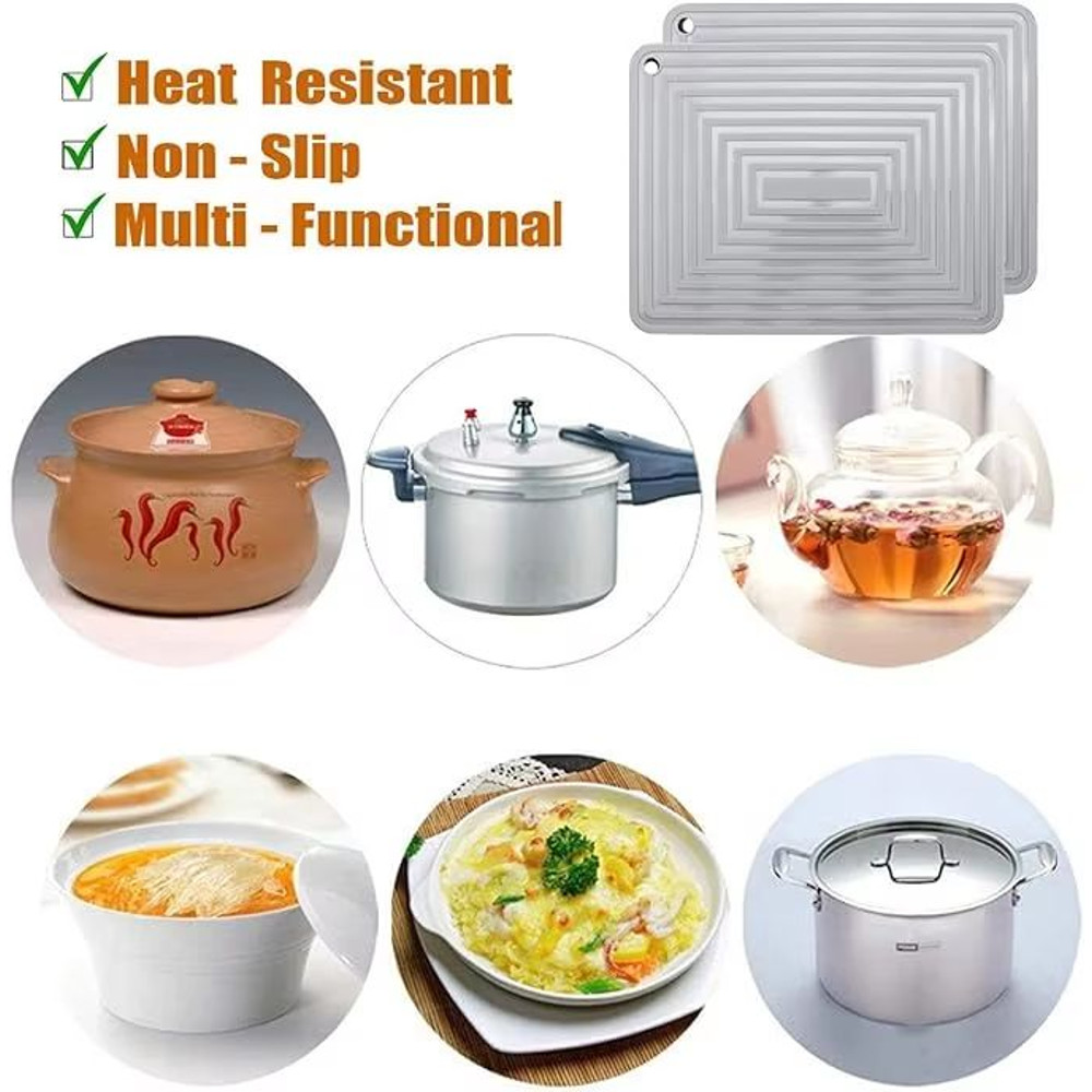Silicone Square Hot Plate Mat Heat Resistant Non Slip Pot Mat For Kitchen Dining Tables 4