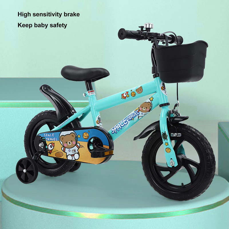 12 Inch Kids Bike With Training Wheels Stable High Carbon Steel Toddler Bicycle Green 1