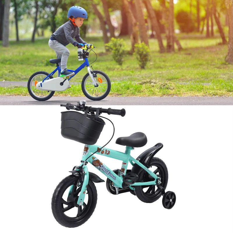 12 Inch Kids Bike With Training Wheels Stable High Carbon Steel Toddler Bicycle Green 4