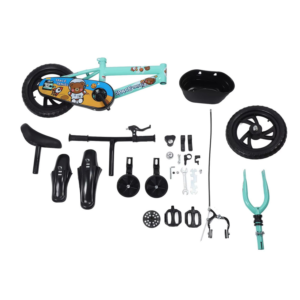 12 Inch Kids Bike With Training Wheels Stable High Carbon Steel Toddler Bicycle Green 6