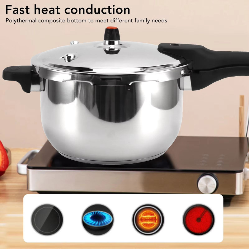 Stainless Steel Pressure Cooker With Safety Valve 80 KPa ExplosionProof Multifunctional Cooking Po 5