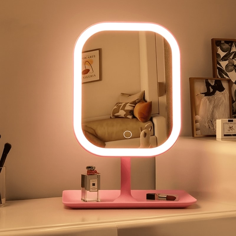 LED Makeup Mirror With Lights 3Color Dimmable Desktop Vanity Mirror With Touch Control 8