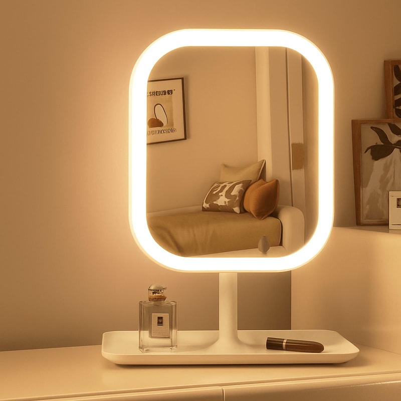 LED Makeup Mirror With Lights 3Color Dimmable Desktop Vanity Mirror With Touch Control 9