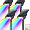 Upgraded Solar Landscape Spotlights Waterproof RGB Warm White Lights For Outdoor Driveway And Gar 0