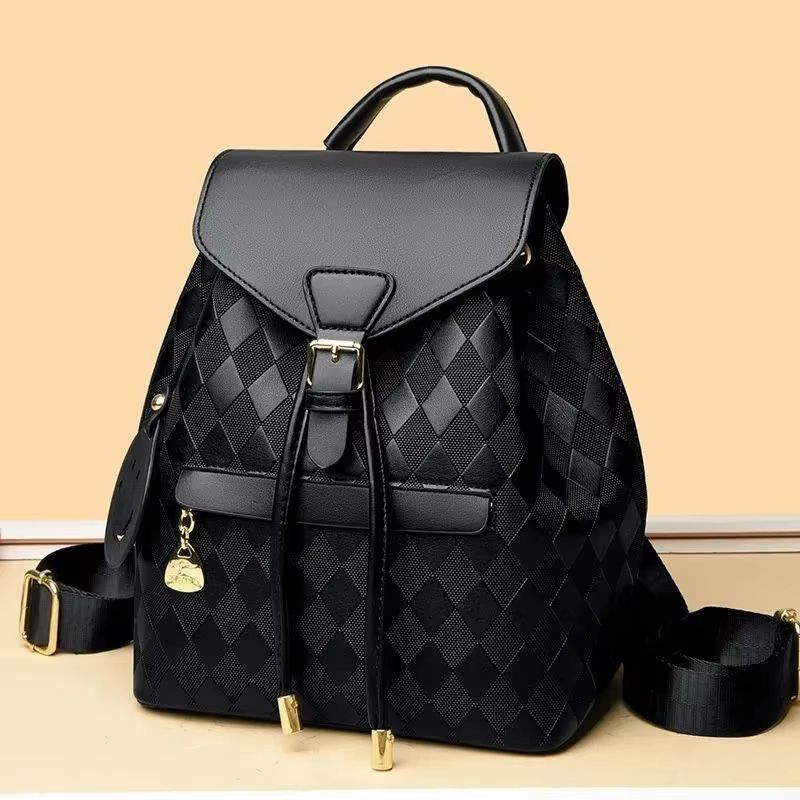 Soft PU Leather Multifunctional Womens Backpack Casual Black College Travel Shoulder Bag 1