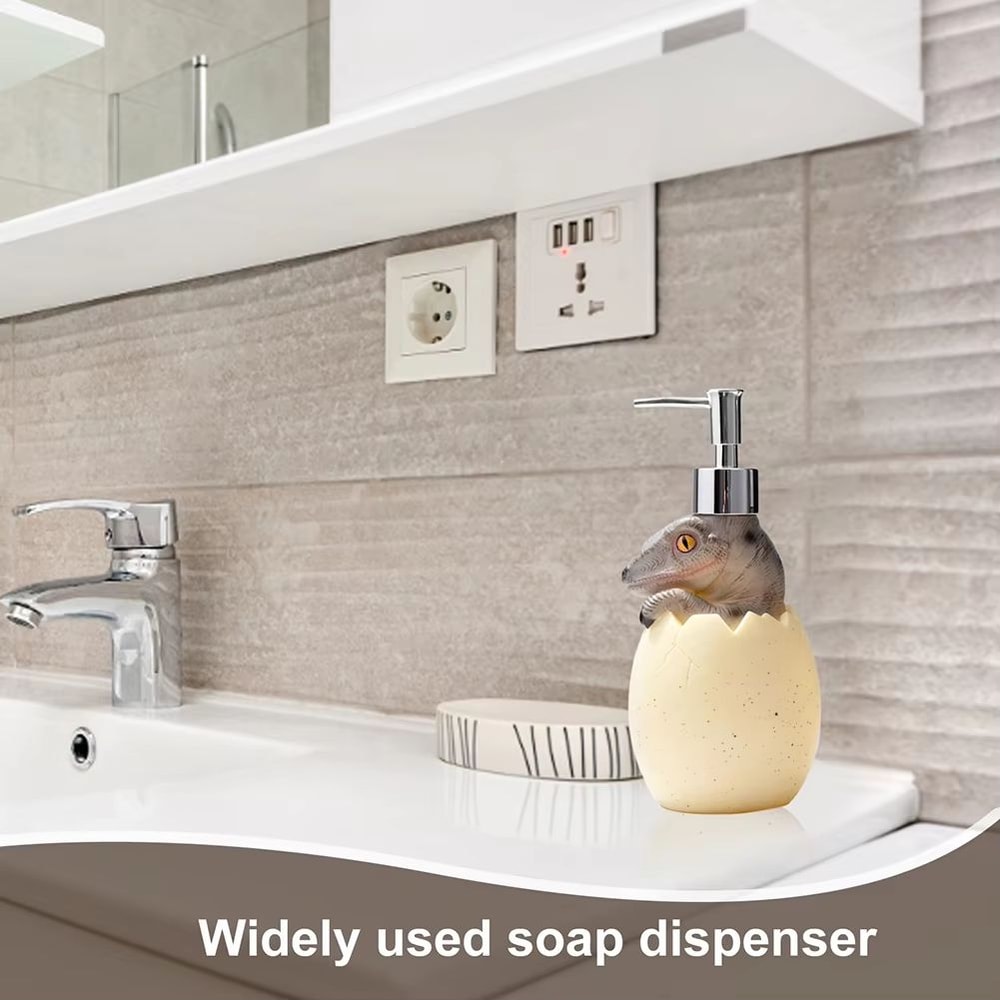 Cute Dinosaur Reusable Liquid Soap Dispenser With Leak Proof Pump For Bathroom And Vanity Use 1