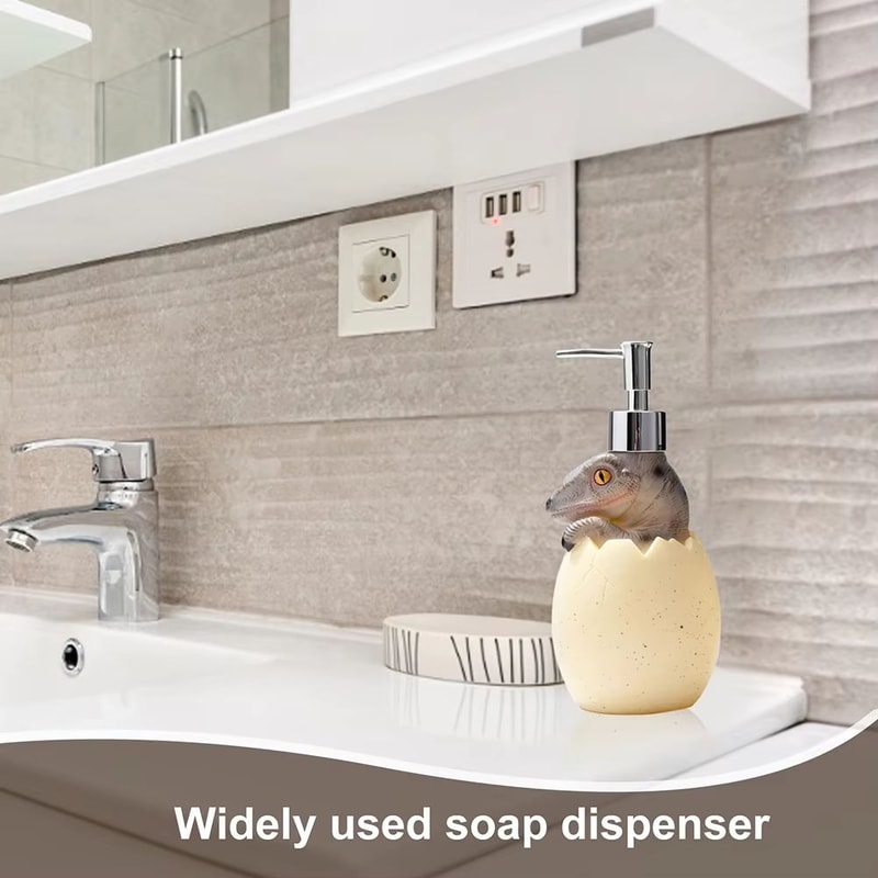 Cute Dinosaur Reusable Liquid Soap Dispenser With Leak Proof Pump For Bathroom And Vanity Use 1