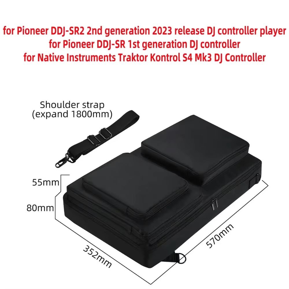 Shock Proof Carrying Case With Adjustable Shoulder Strap For Pioneer DDJ Controllers 9