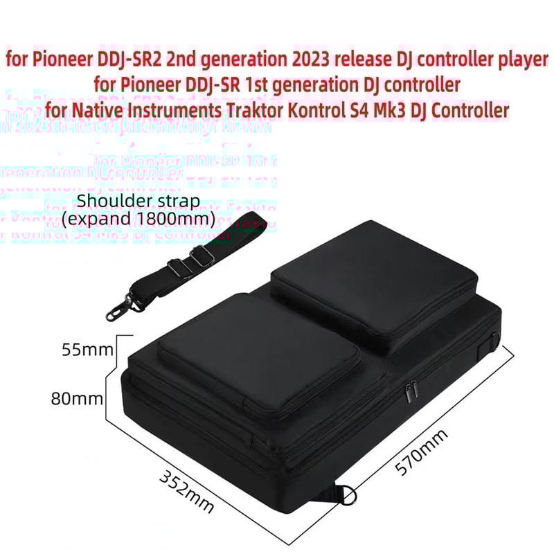 Shock Proof Carrying Case With Adjustable Shoulder Strap For Pioneer DDJ Controllers 9