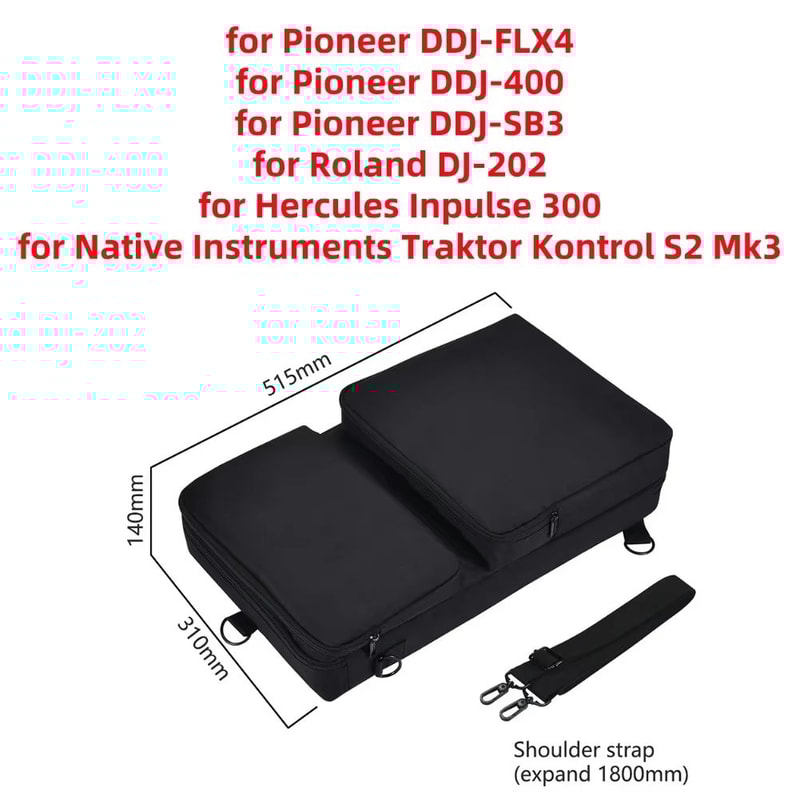 Shock Proof Carrying Case With Adjustable Shoulder Strap For Pioneer DDJ Controllers 6