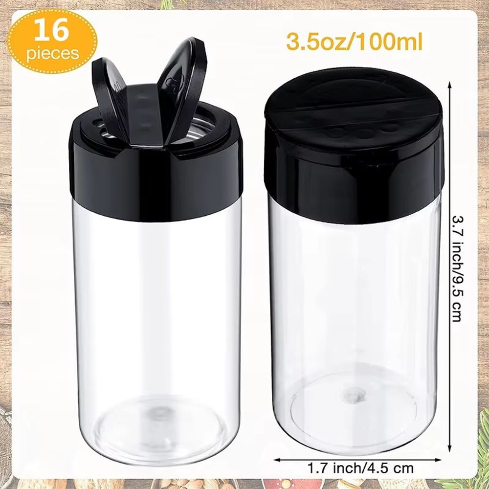 LMETJMA Clear Plastic Spice Jar With Shaker Lid For Kitchen Seasoning Storage 1