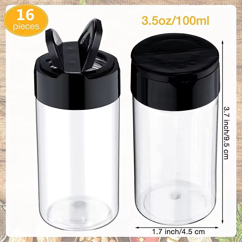 LMETJMA Clear Plastic Spice Jar With Shaker Lid For Kitchen Seasoning Storage 1