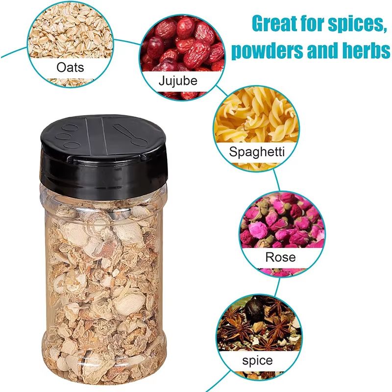 LMETJMA Clear Plastic Spice Jar With Shaker Lid For Kitchen Seasoning Storage 3