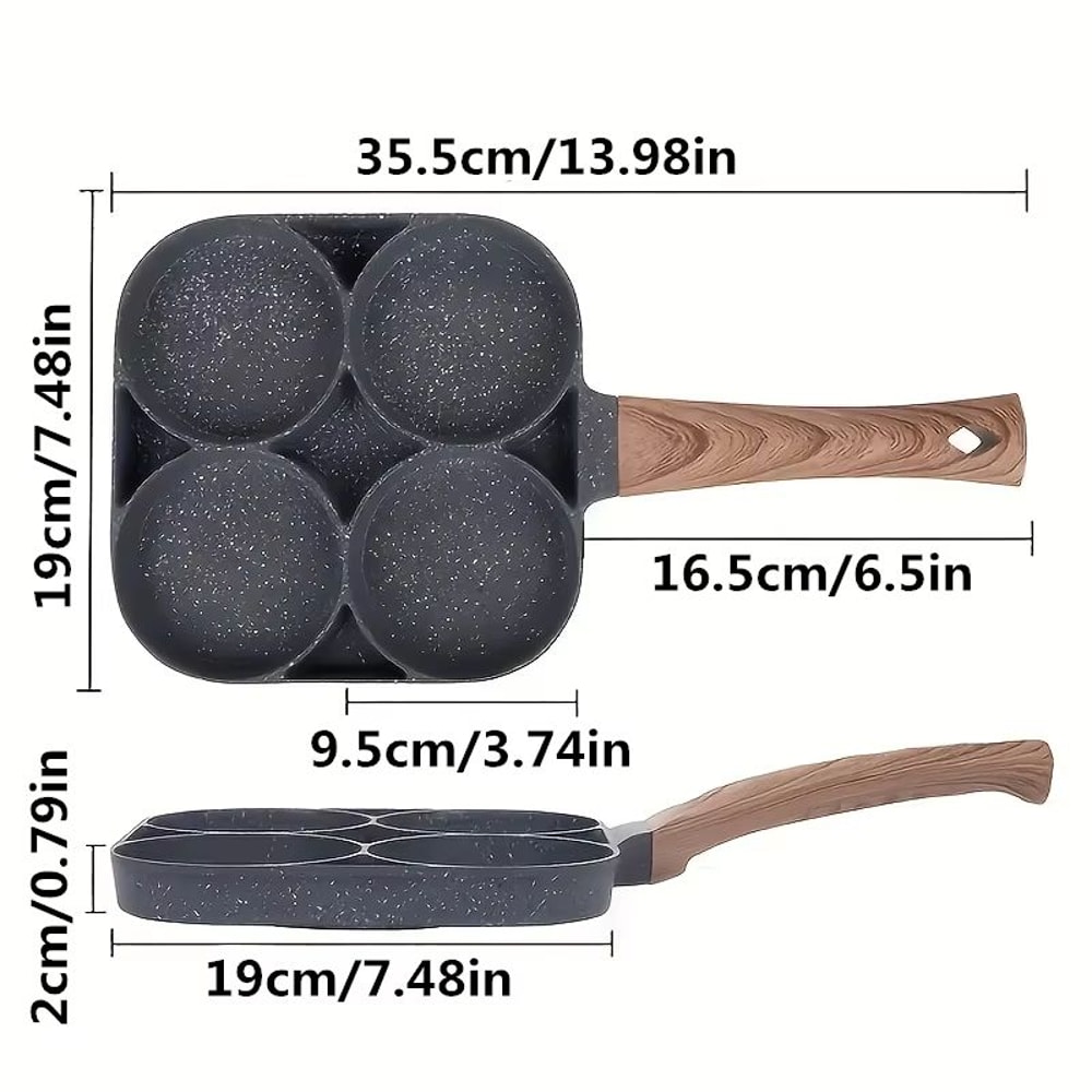 LMETJMA Nonstick 4 Cup Egg And Pancake Frying Pan For Gas And Induction Stoves 1