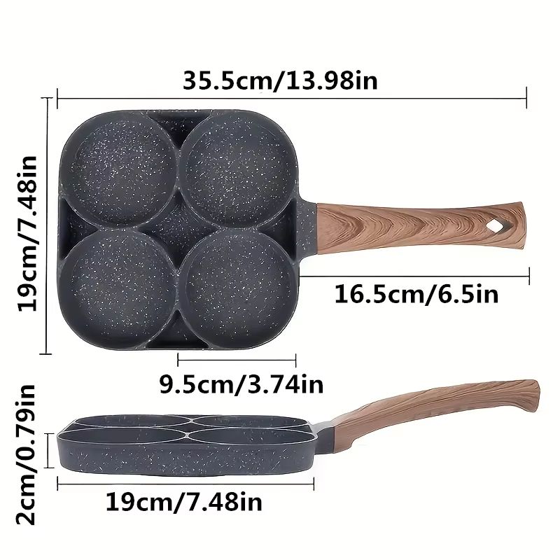 LMETJMA Nonstick 4 Cup Egg And Pancake Frying Pan For Gas And Induction Stoves 1