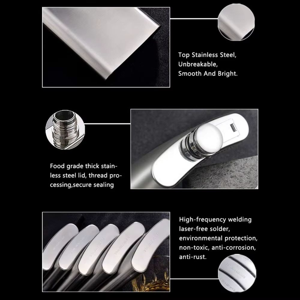 LMETJMA Stainless Steel Hip Flask With Screw Cap And Funnel For Easy Pouring 3