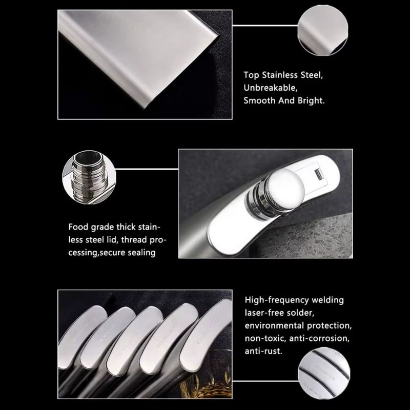 LMETJMA Stainless Steel Hip Flask With Screw Cap And Funnel For Easy Pouring 3