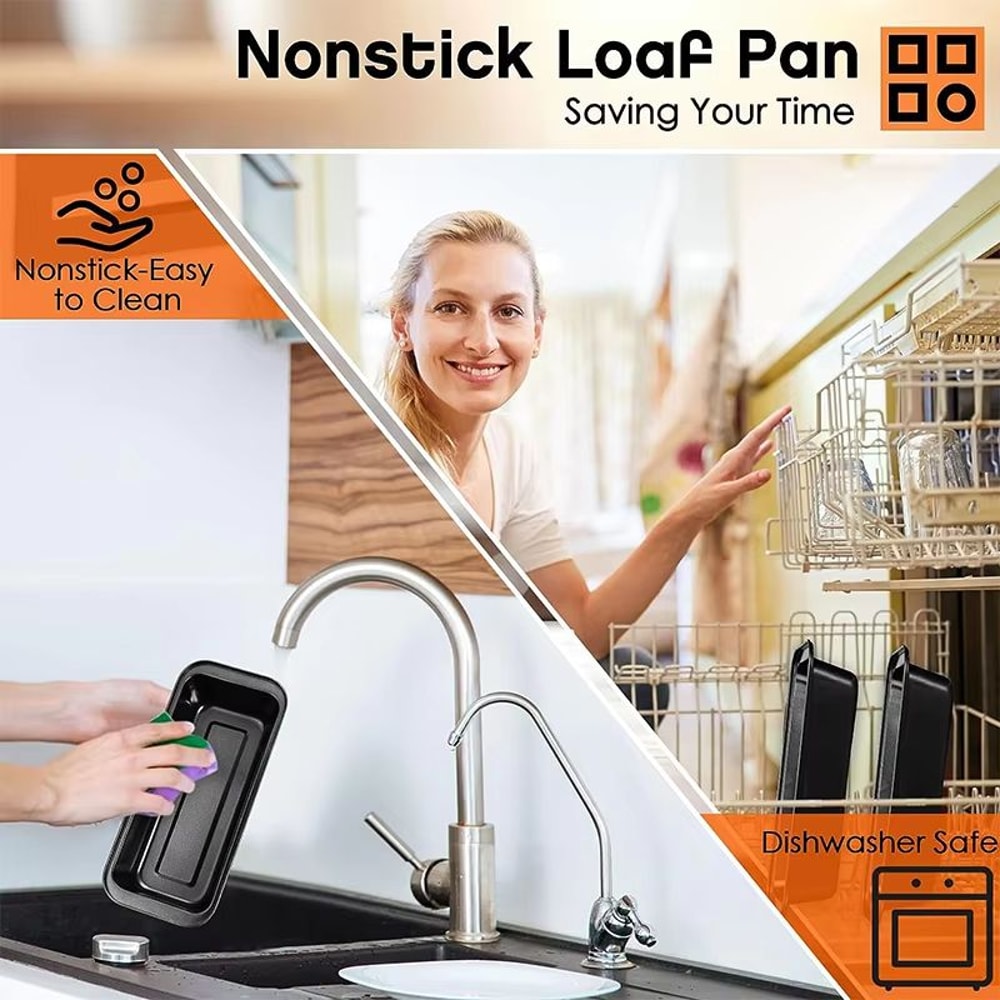LMETJMA Nonstick Carbon Steel Bread Loaf Pan For Even Baking And Easy Release 4
