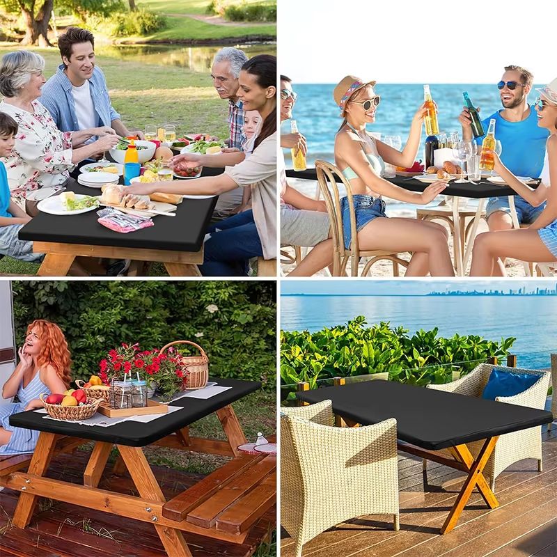 LMETJMA Elastic Fitted Rectangle Tablecloth For 6 Foot Tables 5