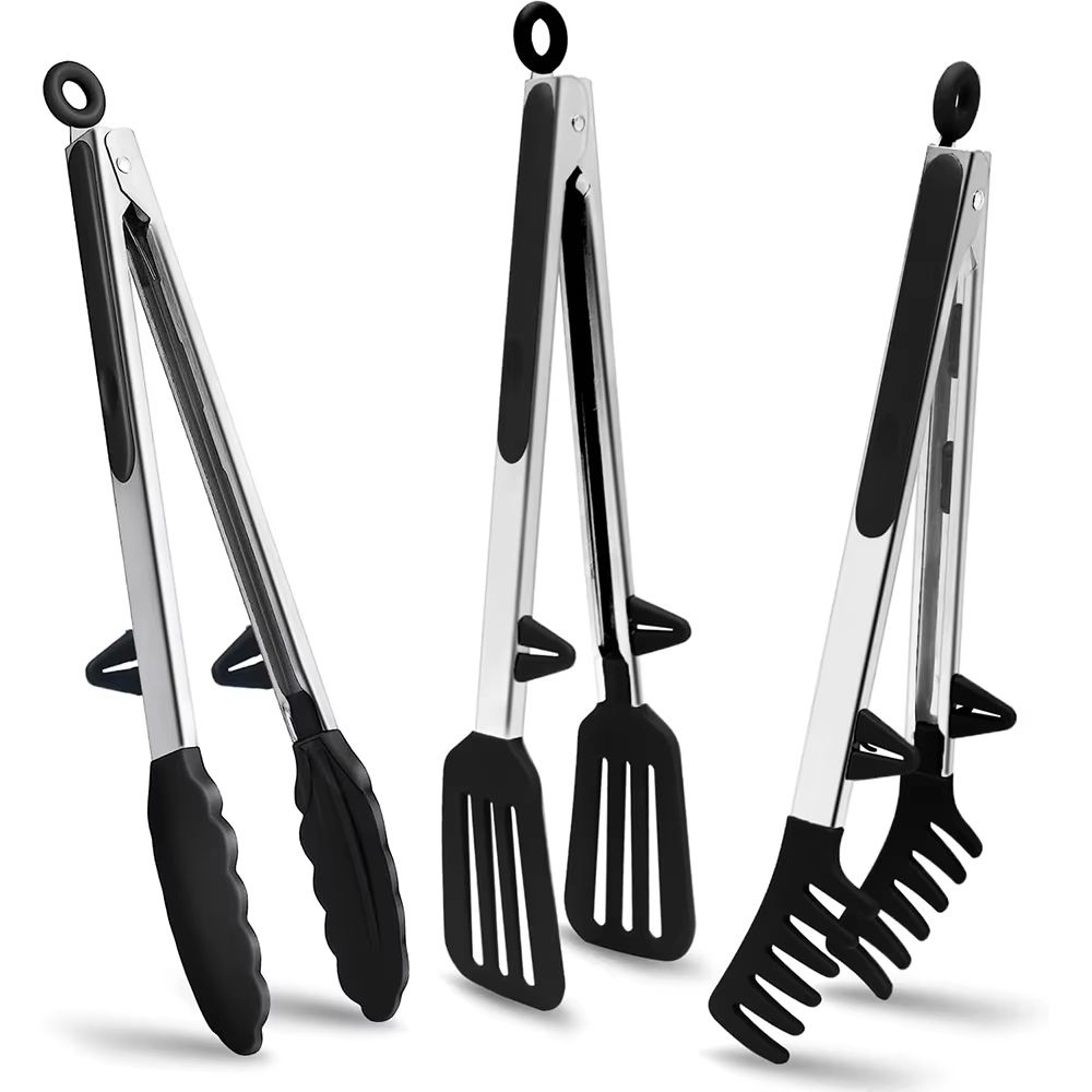 LMETJMA Silicone Kitchen Food Tongs For Nonstick Cooking And Serving 0
