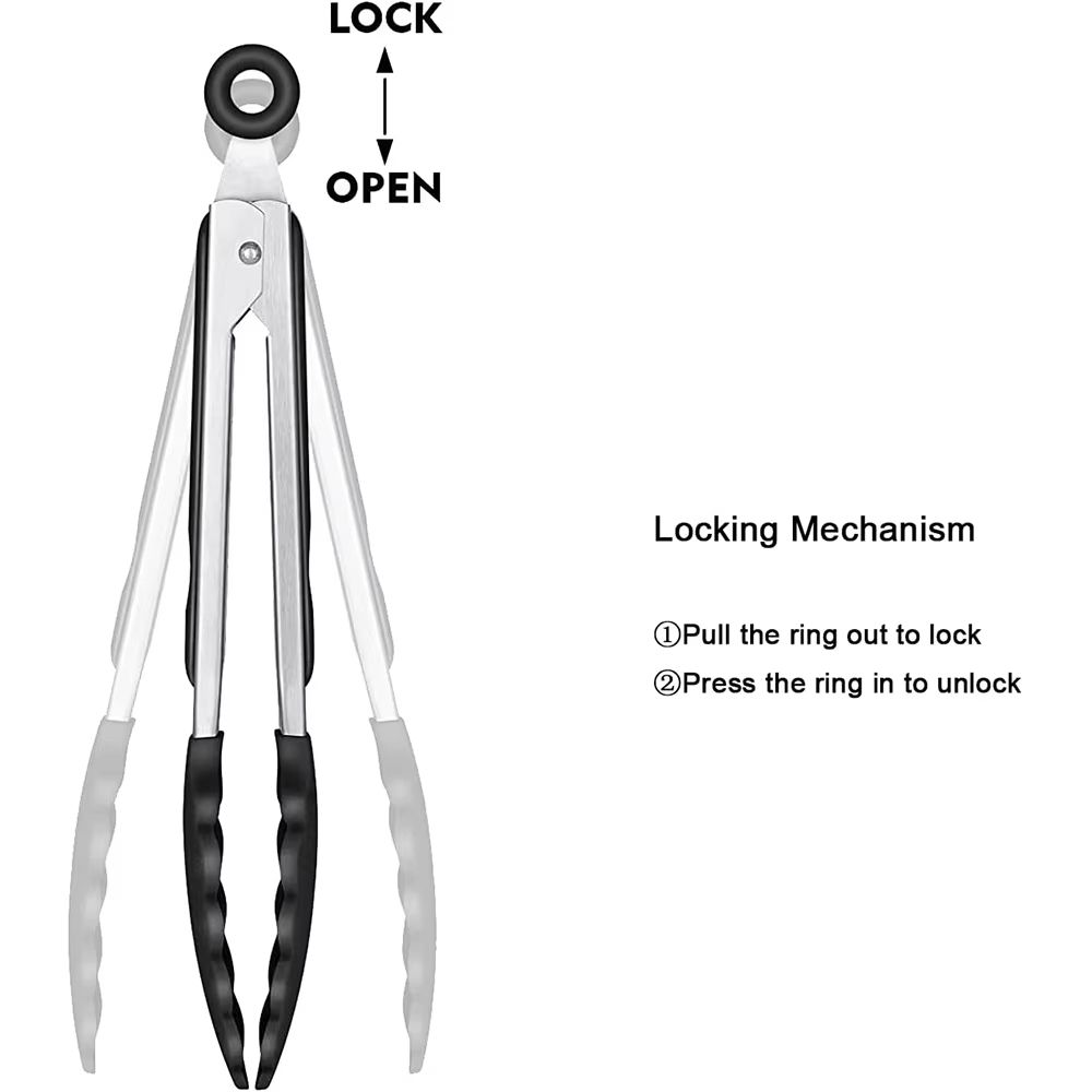 LMETJMA Silicone Kitchen Food Tongs For Nonstick Cooking And Serving 3