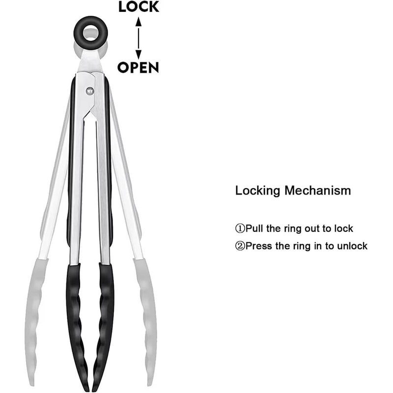 LMETJMA Silicone Kitchen Food Tongs For Nonstick Cooking And Serving 3