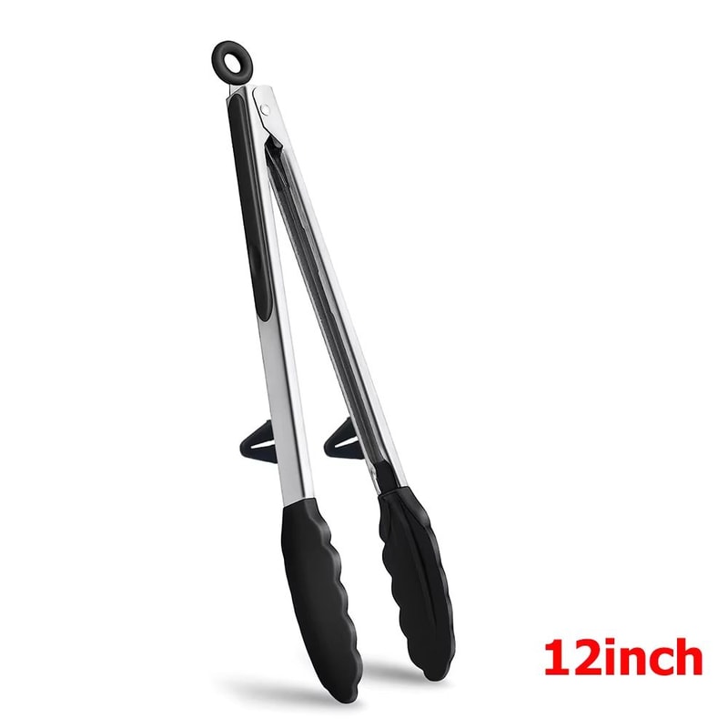 LMETJMA Silicone Kitchen Food Tongs For Nonstick Cooking And Serving 7