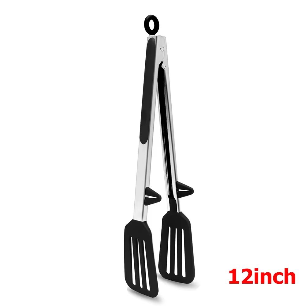 LMETJMA Silicone Kitchen Food Tongs For Nonstick Cooking And Serving 9