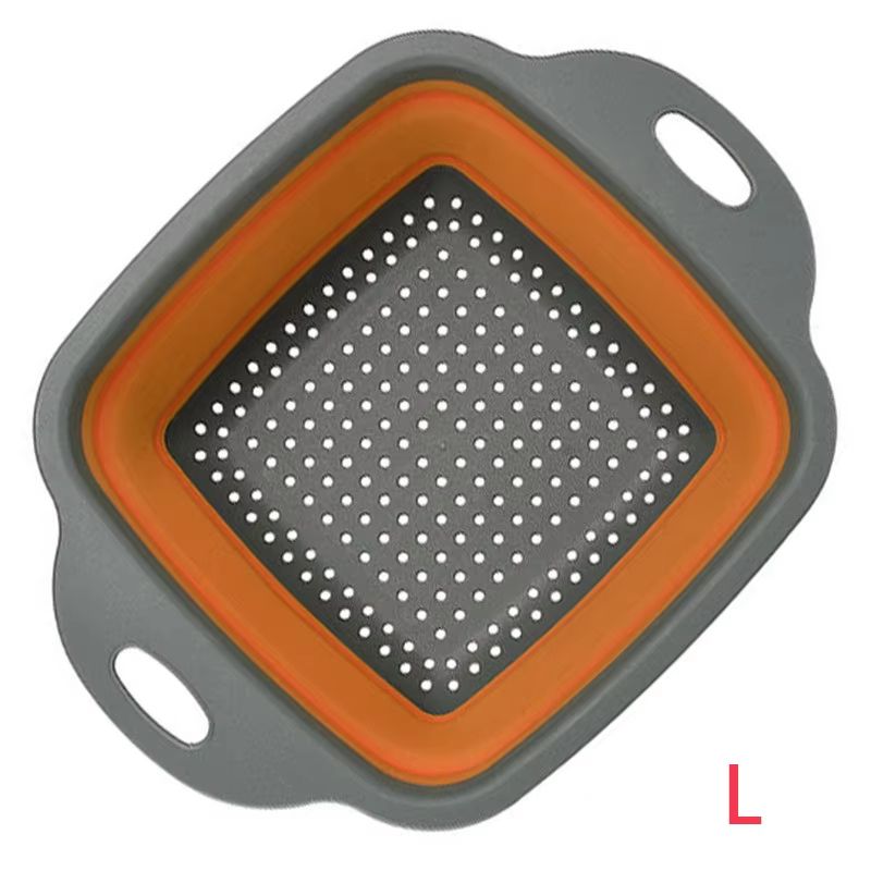 LMETJMA Square Collapsible Silicone Colander For Kitchen Draining And Rinsing 13