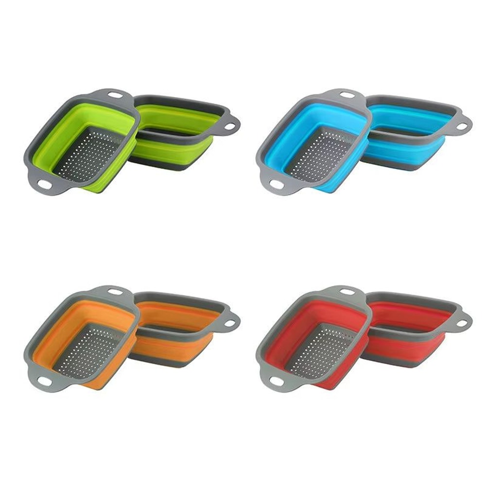 LMETJMA Square Collapsible Silicone Colander For Kitchen Draining And Rinsing 3