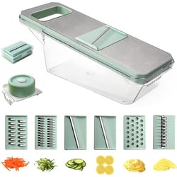lmetjma 6 in 1 mandoline vegetable slicer with interchangeable julienne and shredder blades