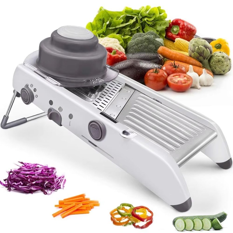 LMETJMA Adjustable Stainless Steel Mandoline Vegetable Slicer With 18 Cutting Options 0