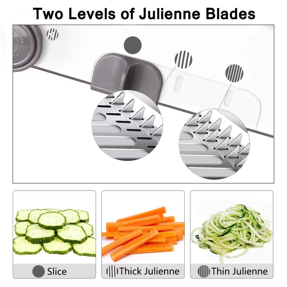 LMETJMA Adjustable Stainless Steel Mandoline Vegetable Slicer With 18 Cutting Options 5