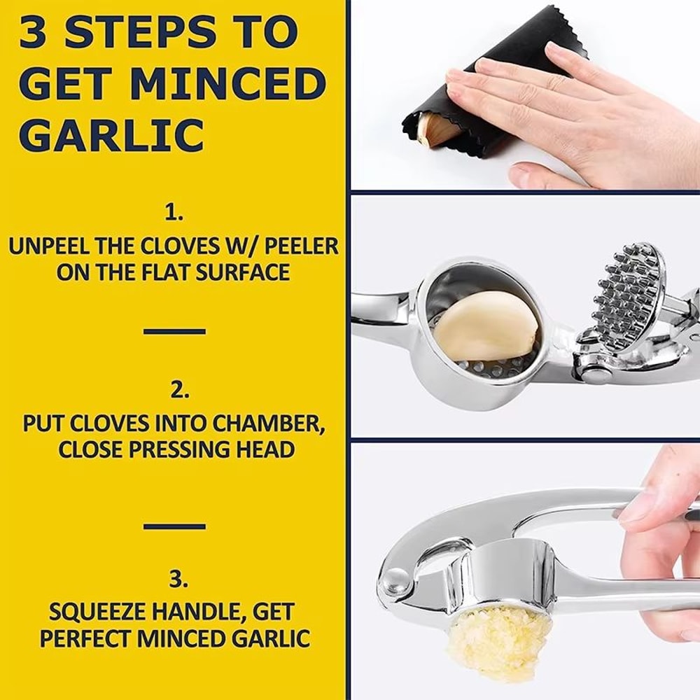 LMETJMA Premium Stainless Steel Garlic Press For Easy Mincing And Crushing 3
