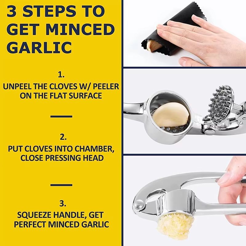 LMETJMA Premium Stainless Steel Garlic Press For Easy Mincing And Crushing 3