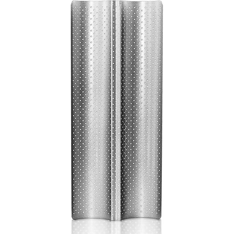 LMETJMA Nonstick Perforated French Bread Baking Pan For Four Baguette Loaves 6