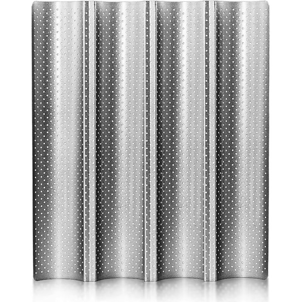 LMETJMA Nonstick Perforated French Bread Baking Pan For Four Baguette Loaves 7