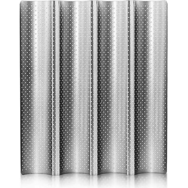 LMETJMA Nonstick Perforated French Bread Baking Pan For Four Baguette Loaves 7