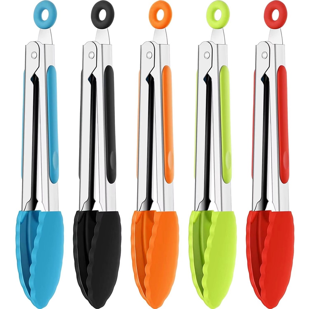 Silicone Tip Stainless Steel Locking Kitchen BBQ Tongs In Multiple Sizes 3