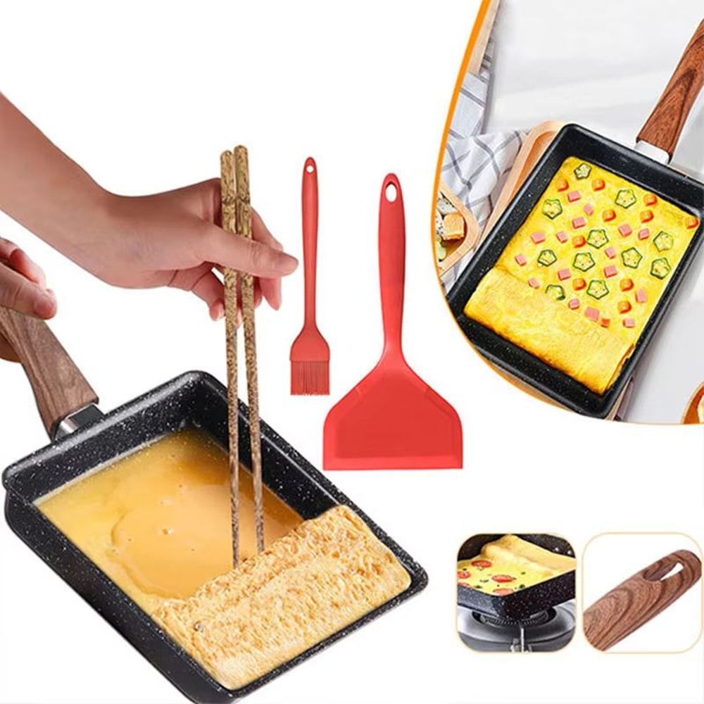 Japanese Tamagoyaki Nonstick Omelette Pan For Perfect Rolled Eggs 0