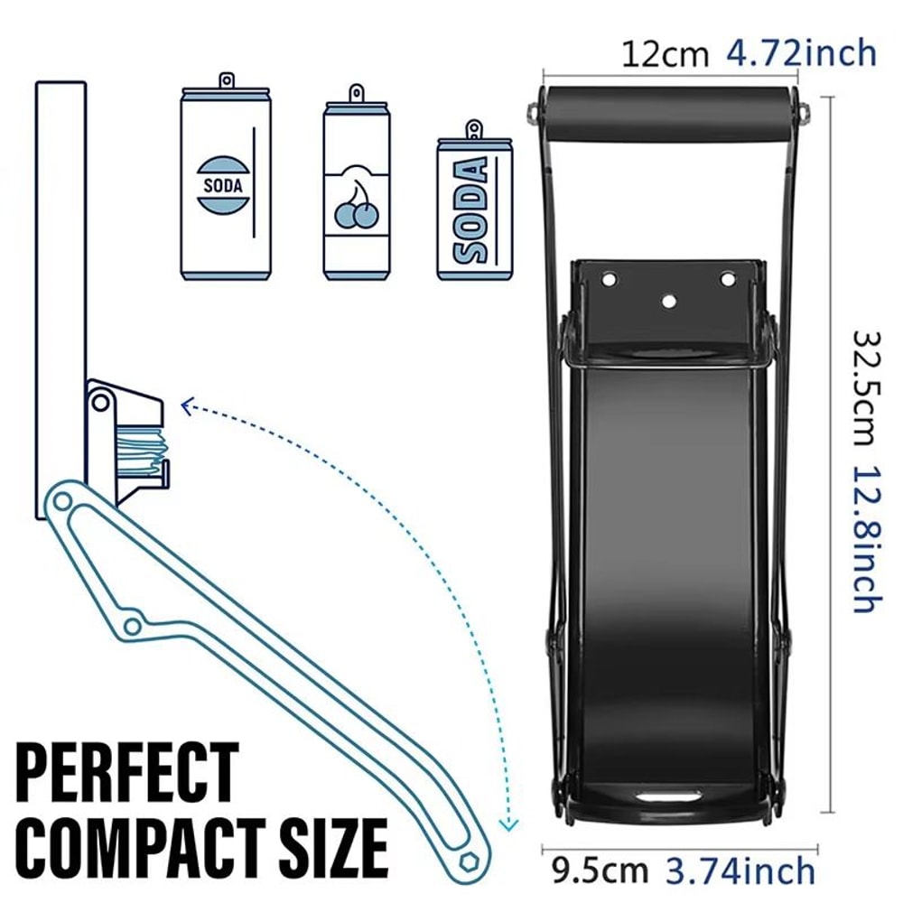 Heavy Duty Wall Mounted Can Crusher For 16 Oz Cans With Built In Bottle Opener 5