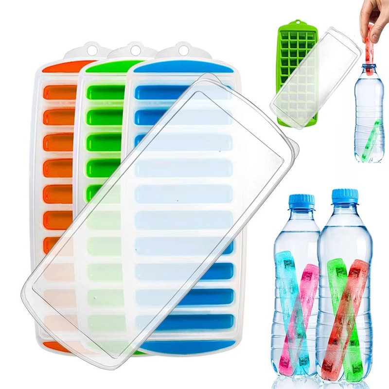 Pop Out Plastic Ice Stick Tray With Lid For Water And Sports Bottles 0