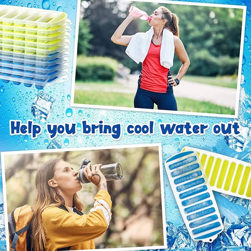 Pop Out Plastic Ice Stick Tray With Lid For Water And Sports Bottles 5
