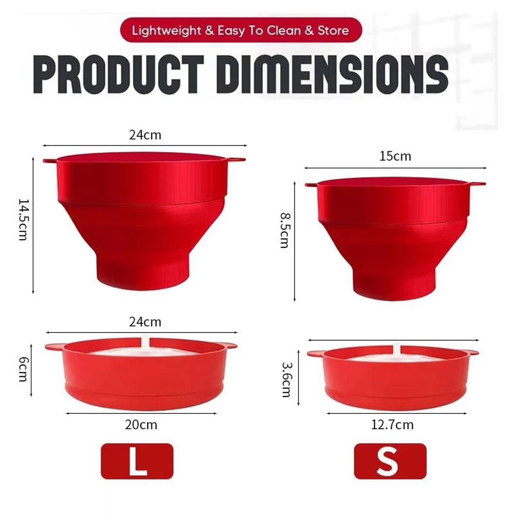 Silicone Microwave Popcorn Popper Collapsible BPA Free Popcorn Bowl With Lid 1