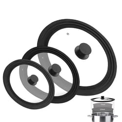 multi size universal tempered glass lid with silicone rim for pots and pans