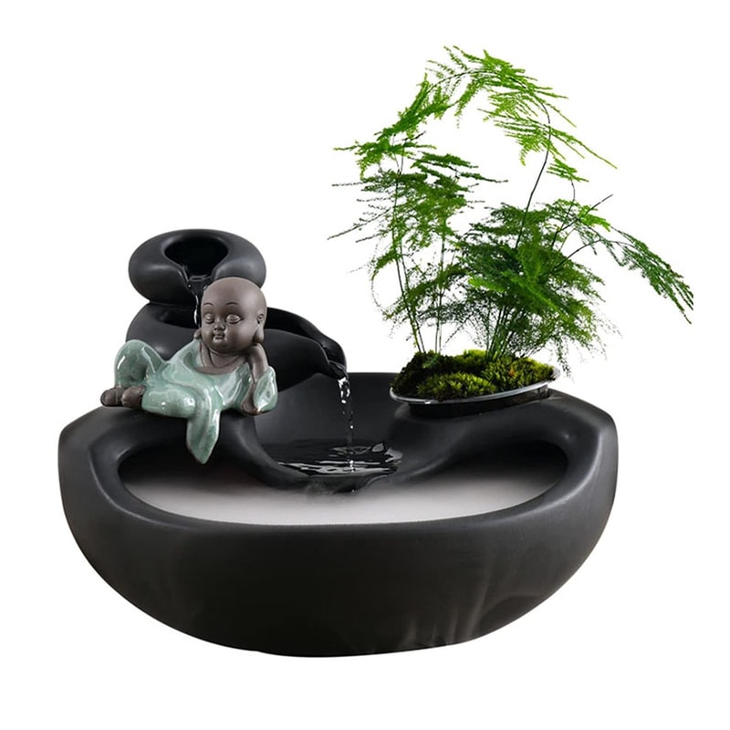 Ceramic Cat Water Fountain Creative Desktop Waterfall Indoor Pet Fountain 11