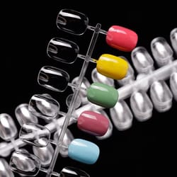 240 piece clear nail display tips set foldable flat back pointed acrylic practice nails